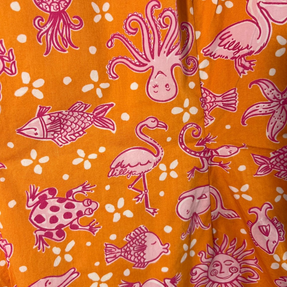 Womens Lilly Pulitzer Vintage Y2k Sea Creatures Shift Dress Orange Pink 4 View 4